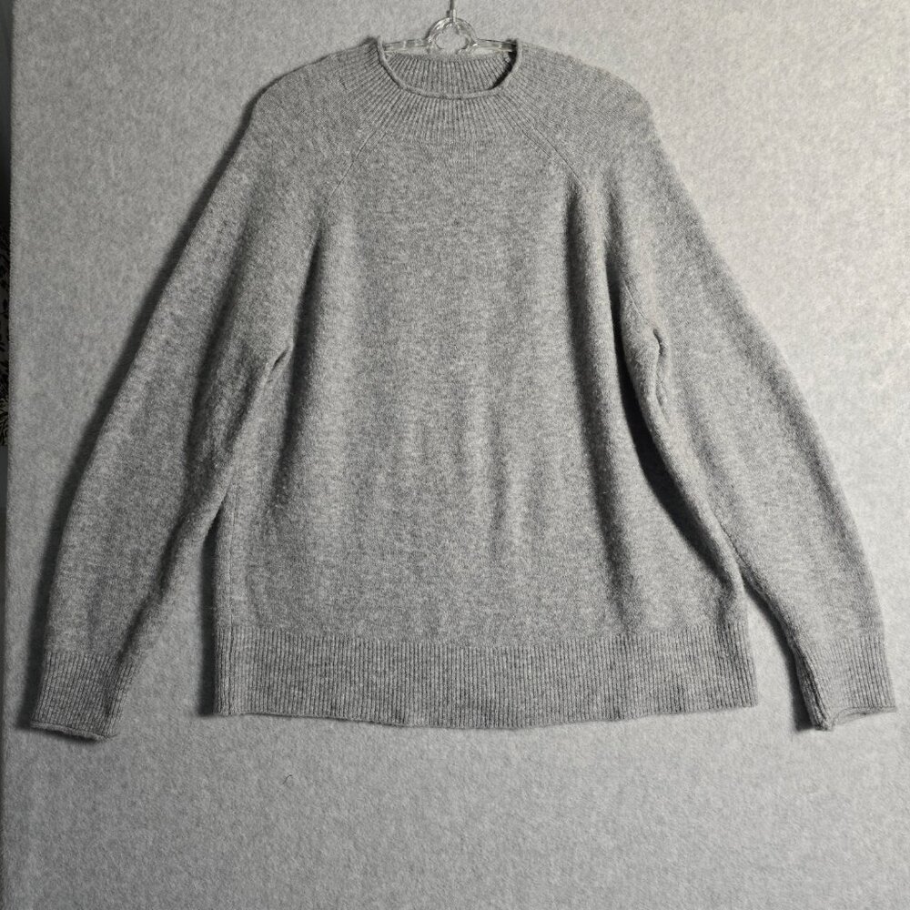 JCrew Women Sz M Soft Merino Wool Blend Alpaca Mock Neck Sweater Pullover Preppy